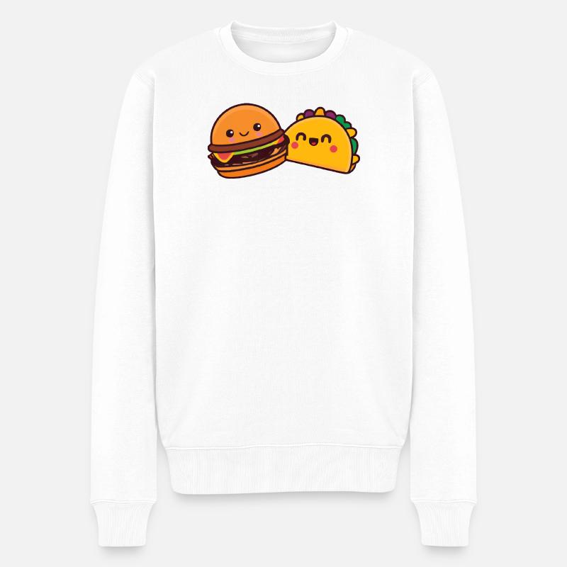 Burger und Döner - Männer Premium Bio Pullover - Weiß