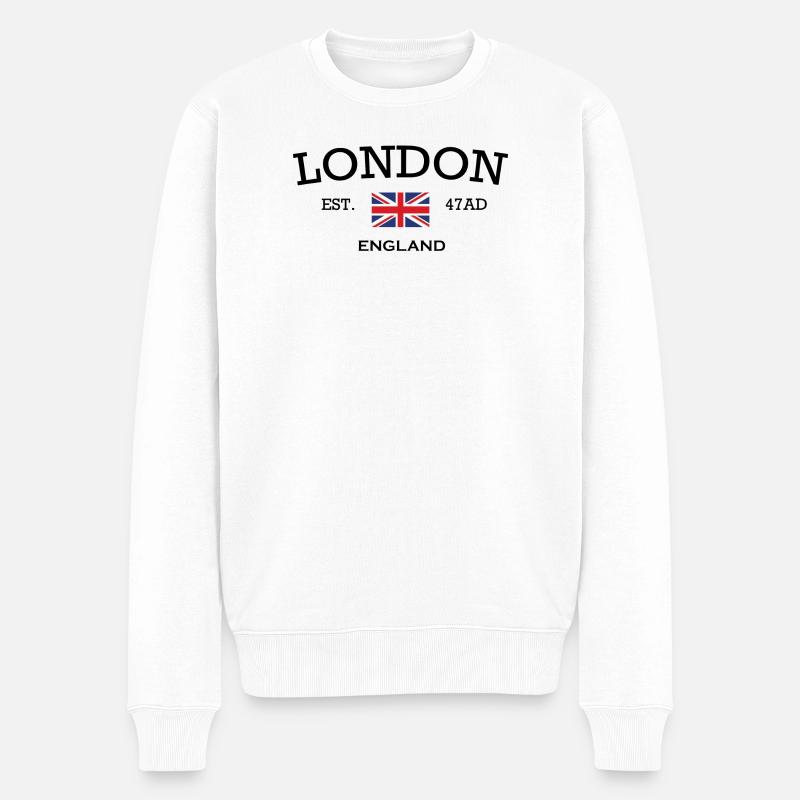 Machen Sie Furore mit Stil LONDON EST 4AD ENGLAND - Männer Premium Bio Pullover - Weiß