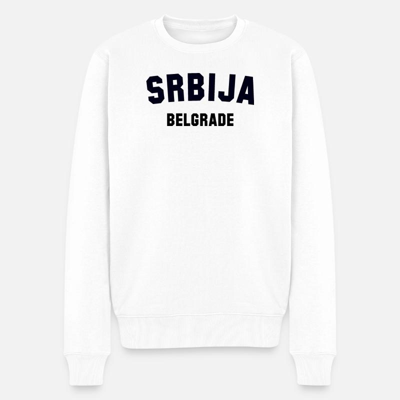 BELGRADE Serbia Serbien - Männer Premium Bio Pullover - Weiß