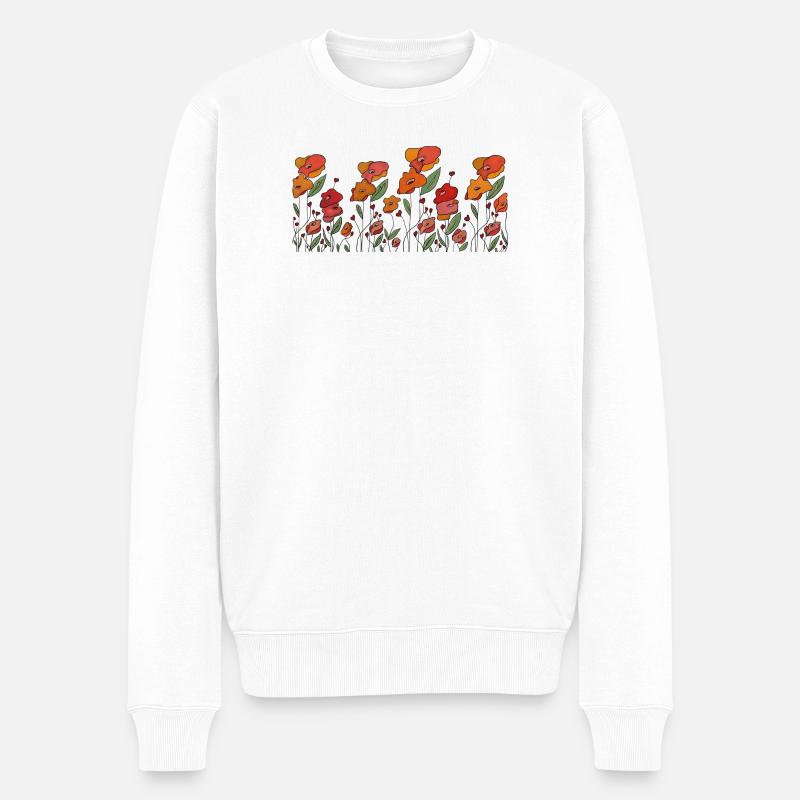 Mohnborte - Männer Premium Bio Pullover - Weiß