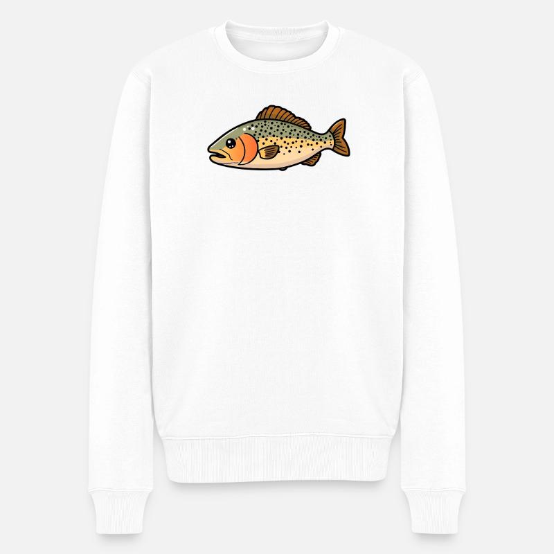 Forelle Fisch - Männer Premium Bio Pullover - Weiß