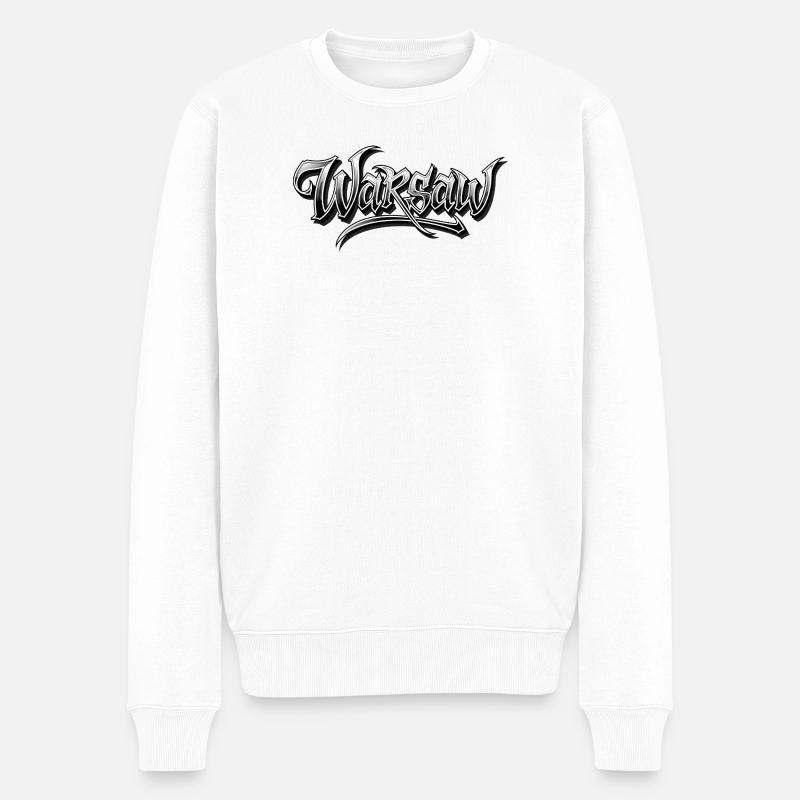 Warschau Graffiti Kunst Design - Männer Premium Bio Pullover - Weiß