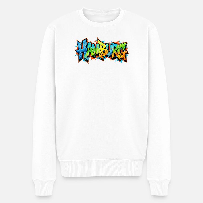 Graffiti-Stil Hamburg Stadtmotiv - Männer Premium Bio Pullover - Weiß