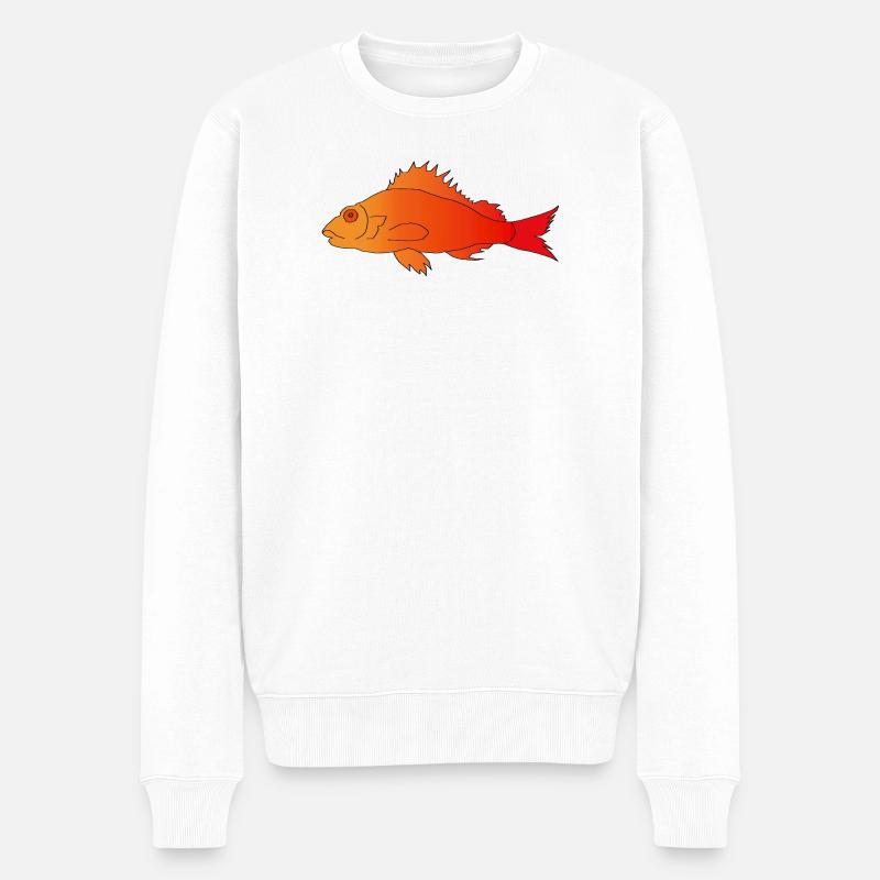 Fisch mit Zackenflosse - Männer Premium Bio Pullover - Weiß