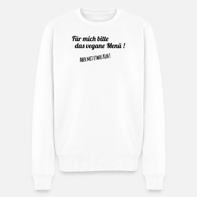 Vegan mit Kuh - Männer Premium Bio Pullover - Weiß