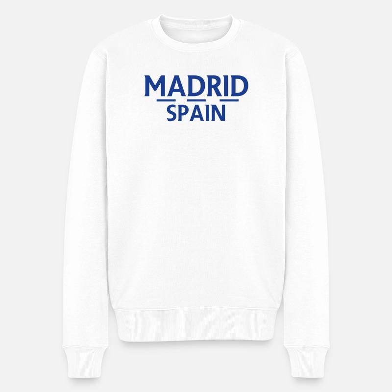Madrid – Spanien - Männer Premium Bio Pullover - Weiß