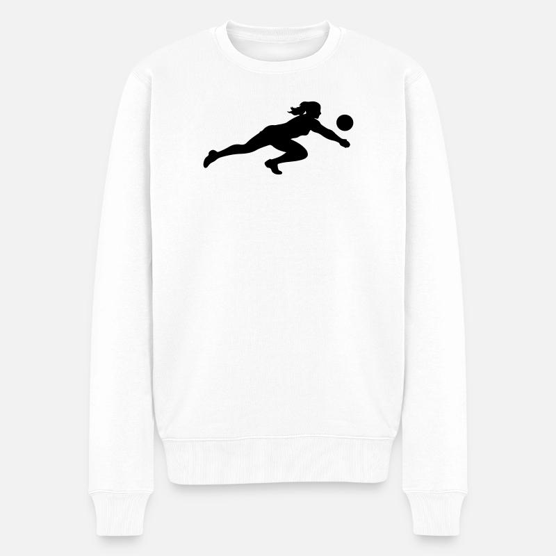 Volleyball Silhouette - Männer Premium Bio Pullover - Weiß