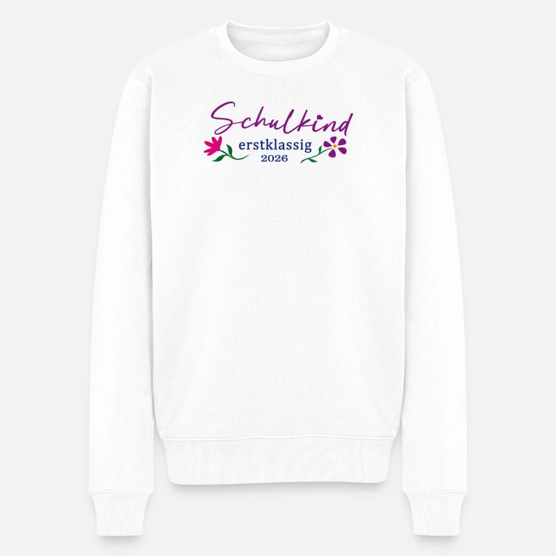SchulKind Erstklassig 2026 - Männer Premium Bio Pullover - Weiß