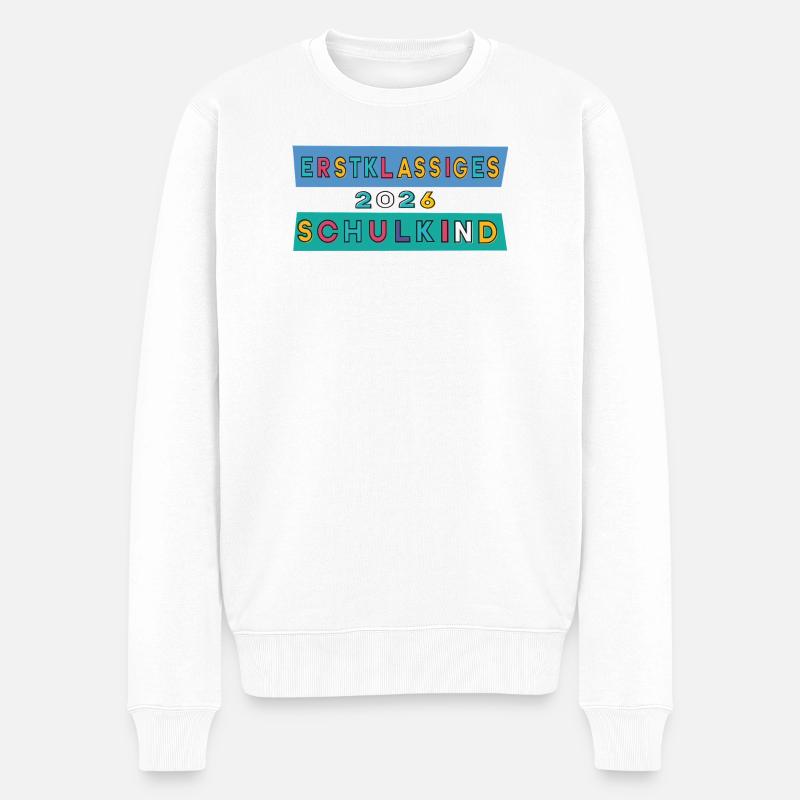 Erstklassiges Schulkind 2026 - Männer Premium Bio Pullover - Weiß