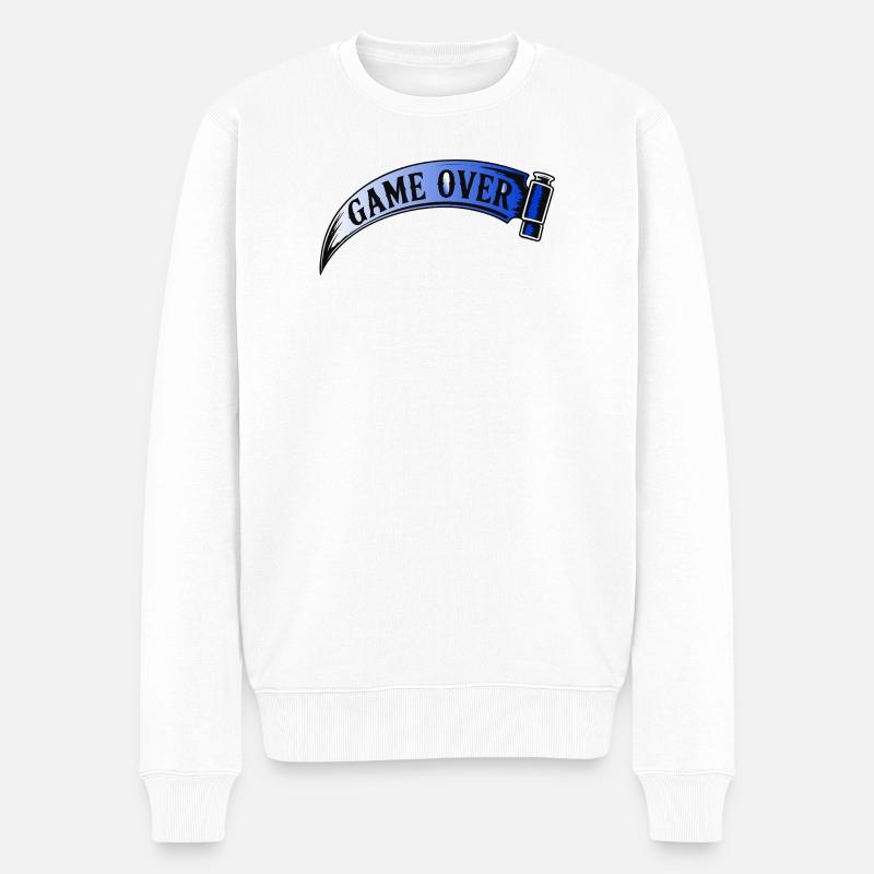 Game Over Retro Arcade Banner - Männer Premium Bio Pullover - Weiß