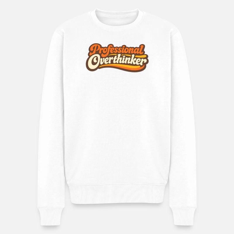 PROFESSIONAL OVERTHINKER Retro - Männer Premium Bio Pullover - Weiß