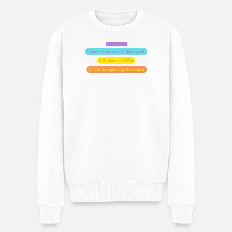 1,97m Fragen - Männer Premium Bio Pullover - Weiß