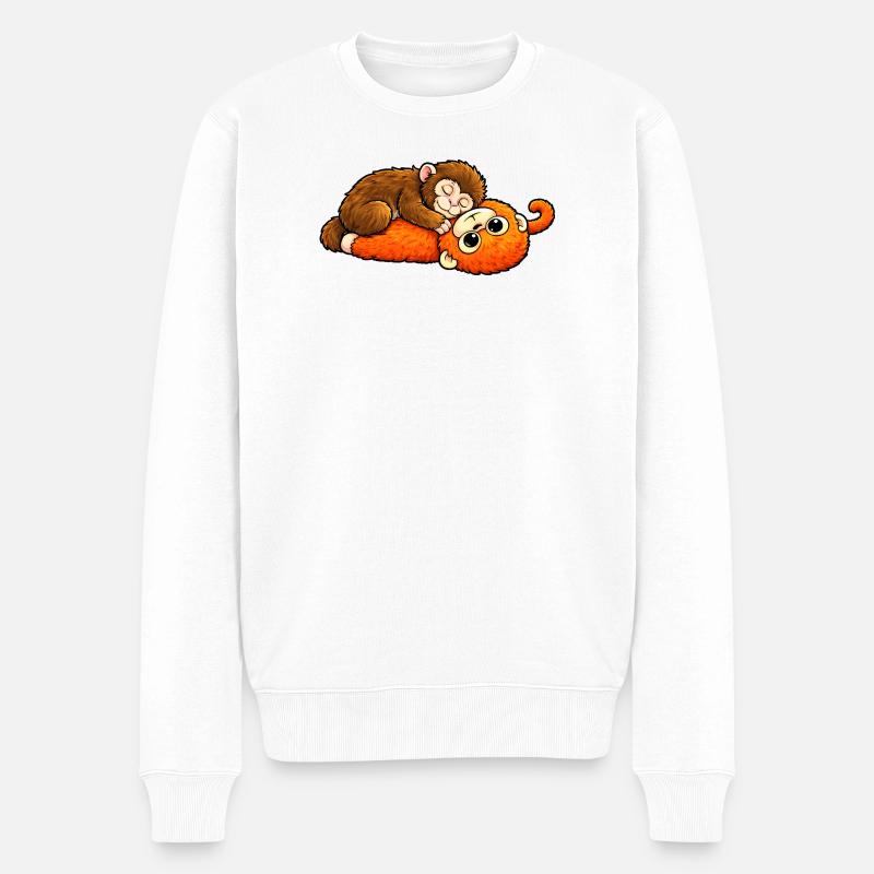 Monkey Punch Baby  - Männer Premium Bio Pullover - Weiß