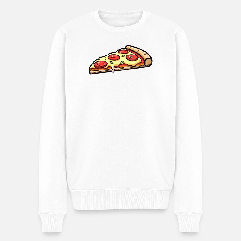 Pizza - Männer Premium Bio Pullover - Weiß
