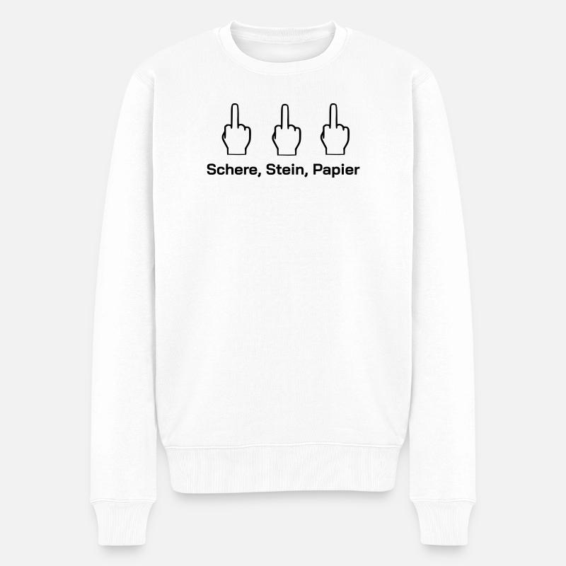 Schere Stein Papier - Männer Premium Bio Pullover - Weiß