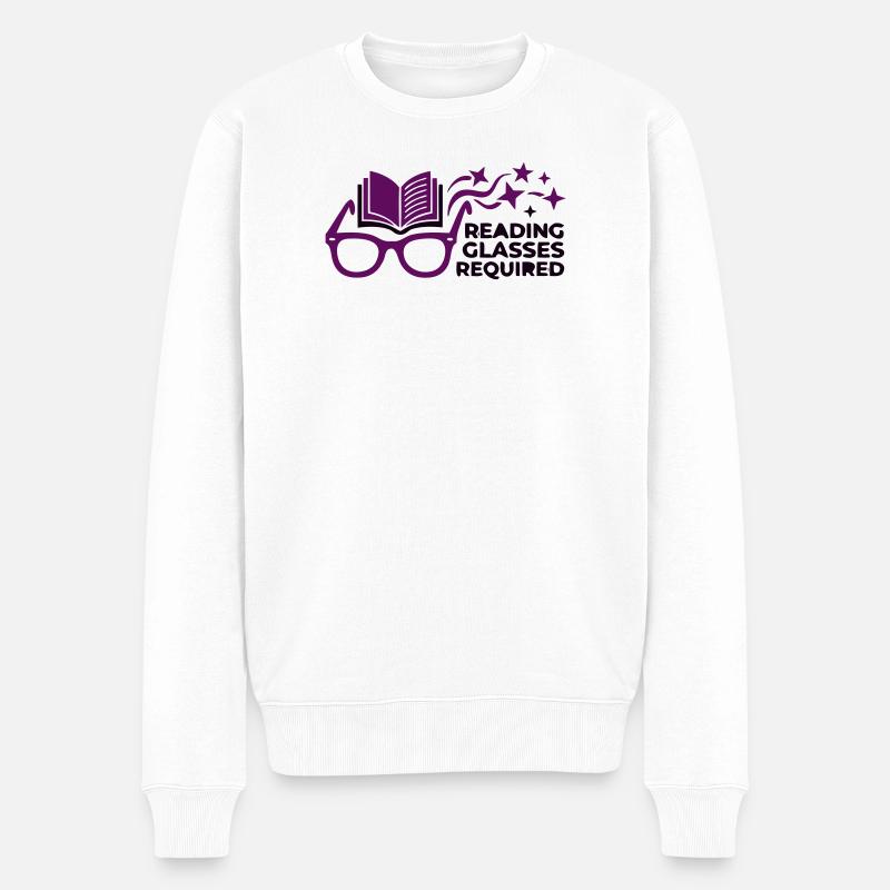 Lesebrille Buch Spruch Vektor - Männer Premium Bio Pullover - Weiß