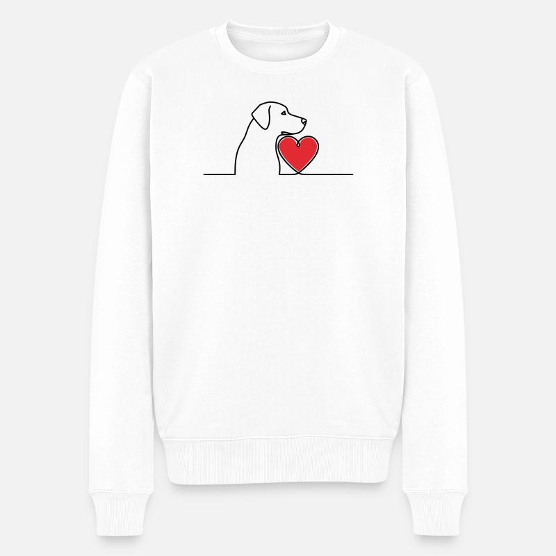 Labrador Herz Hund Line Art - Männer Premium Bio Pullover - Weiß