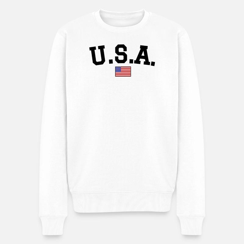 USA Flagge Design Schwarz - Männer Premium Bio Pullover - Weiß