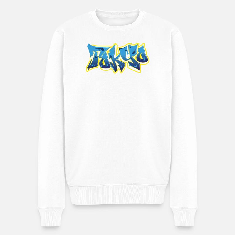 Cool Graffiti Tokyo Blue - Pull Premium bio Homme - blanc