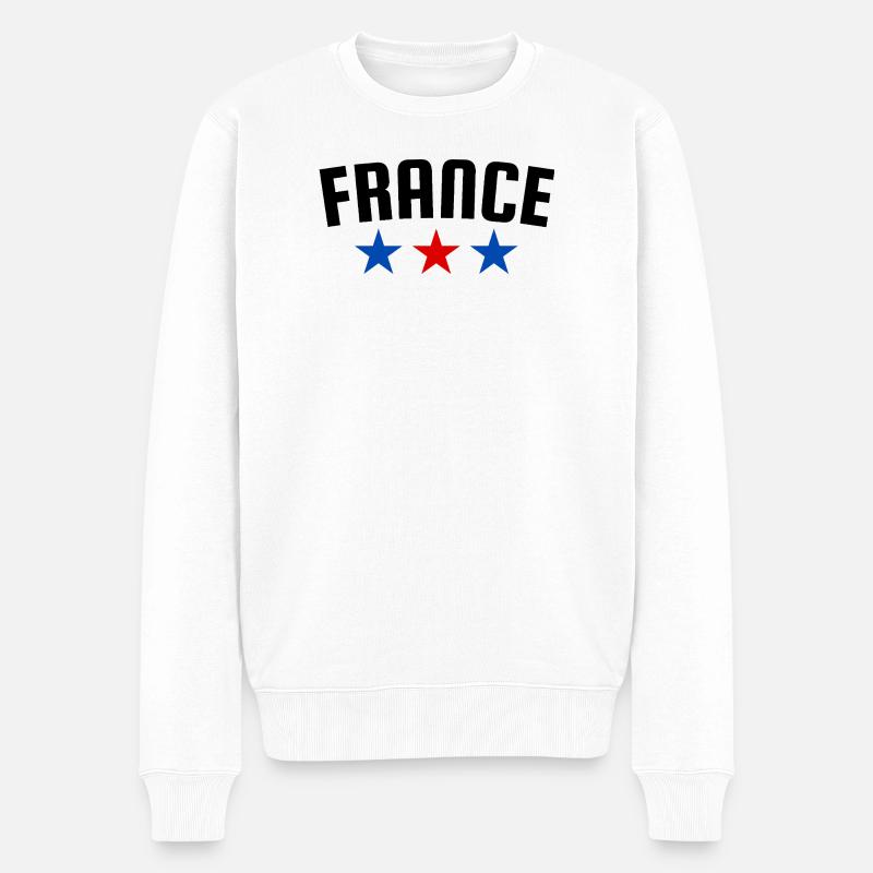 Frankreich 3 Sterne Design - Männer Premium Bio Pullover - Weiß