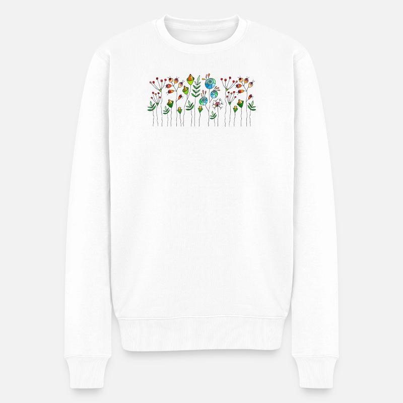 Blumen - Männer Premium Bio Pullover - Weiß
