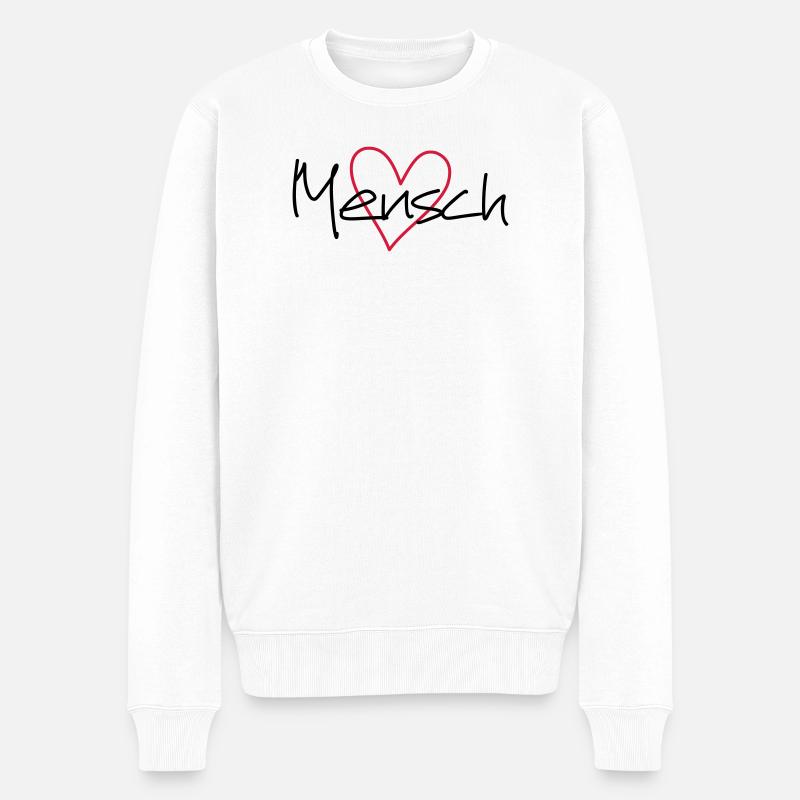 Mensch Herz Lieblingsmensch Geschenkidee Liebe - Männer Premium Bio Pullover - Weiß