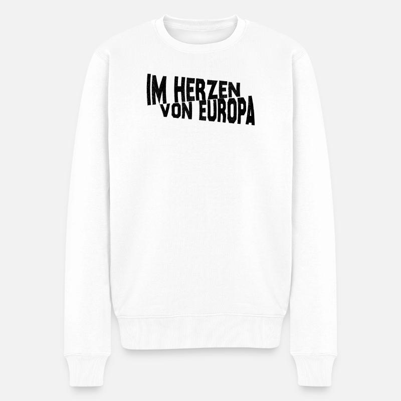 Frankfurt - Im Herzen von Europa - Männer Premium Bio Pullover - Weiß
