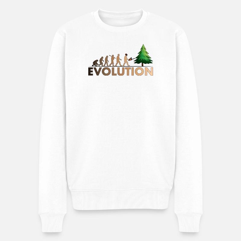 Kettensägen Evolution Farbe - Männer Premium Bio Pullover - Weiß