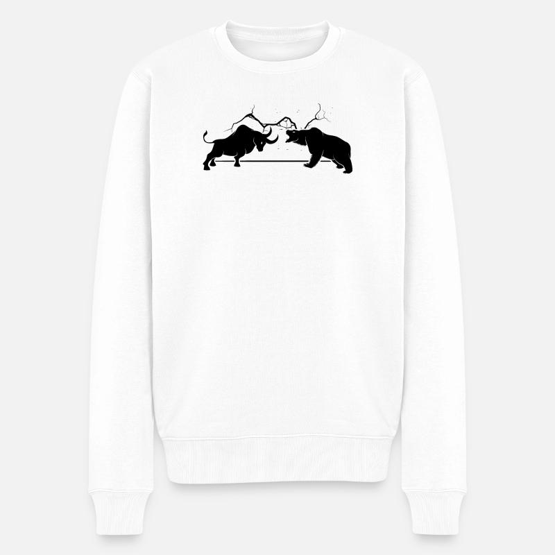 Bulle VS Bär - Männer Premium Bio Pullover - Weiß