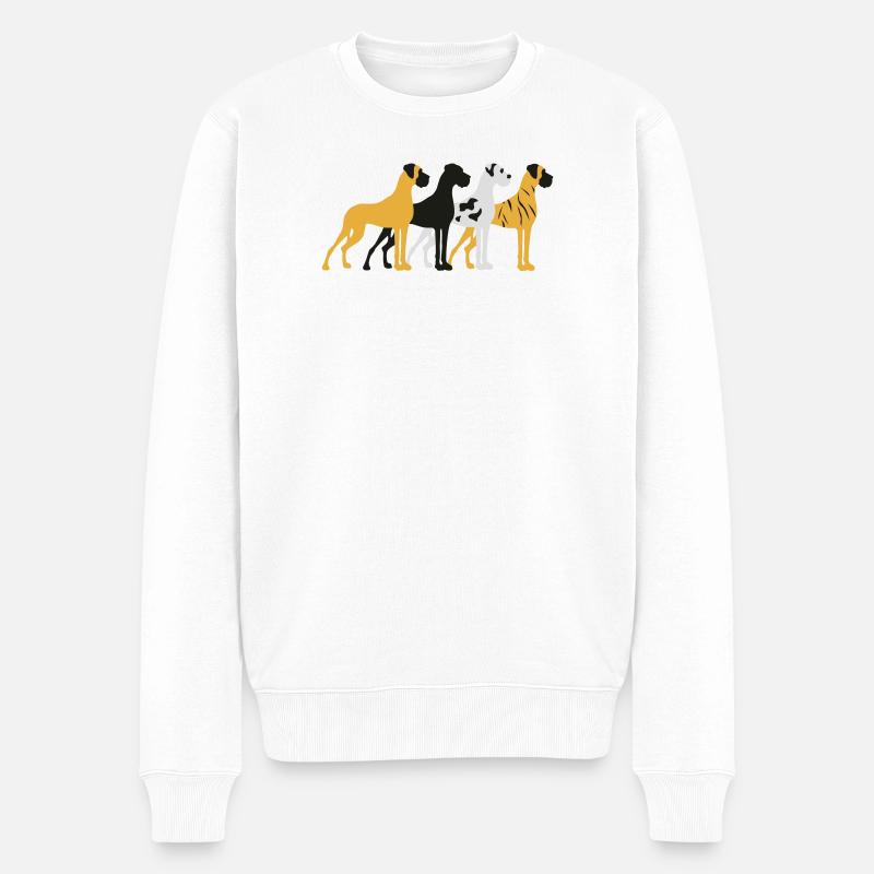 Vier Grundfarben Dogge - Männer Premium Bio Pullover - Weiß