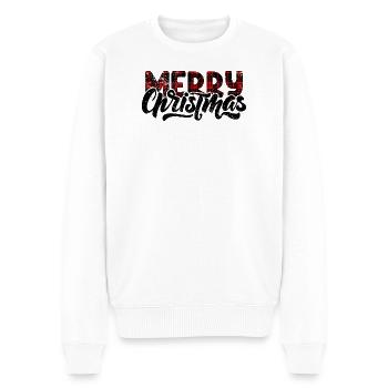 Plaid Glitch Typografie - Männer Premium Bio Pullover - Weiß - Vorne - Thijin (182cm)