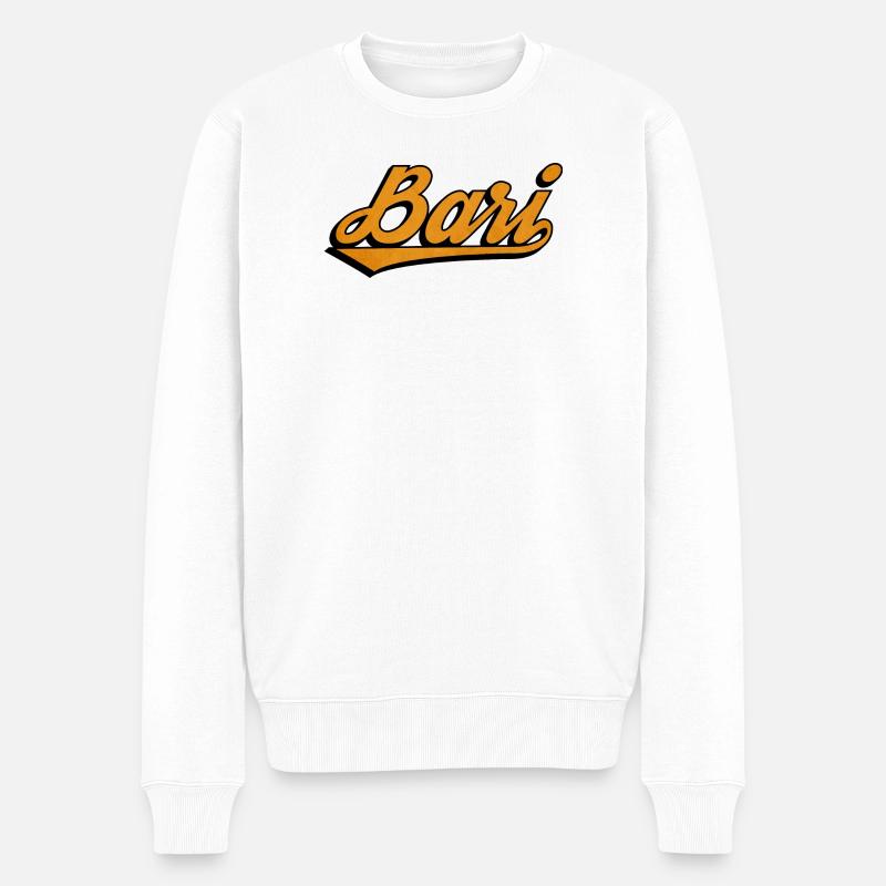 Bari Script: Orange Retro Logo - Men's Premium Organic Jumper - white