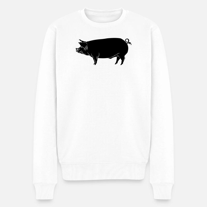 Schweinsschatten-Bild-Logo - Männer Premium Bio Pullover - Weiß