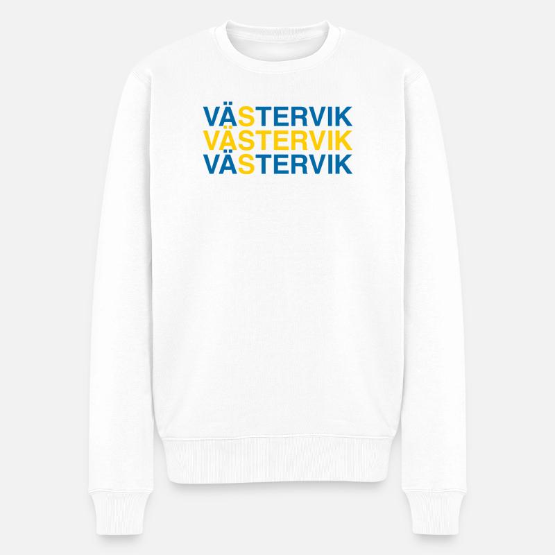 VÄSTERVIK Suède Sverige Suède Drapeau - Pull Premium bio Homme - blanc