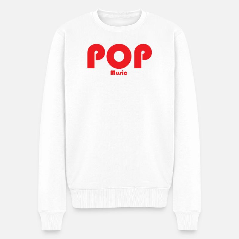 Conception de musique POP rétro rouge - Pull Premium bio Homme - blanc