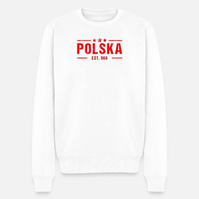 POLOGNE ROUGE EST 966 - Pull Premium bio Homme - blanc