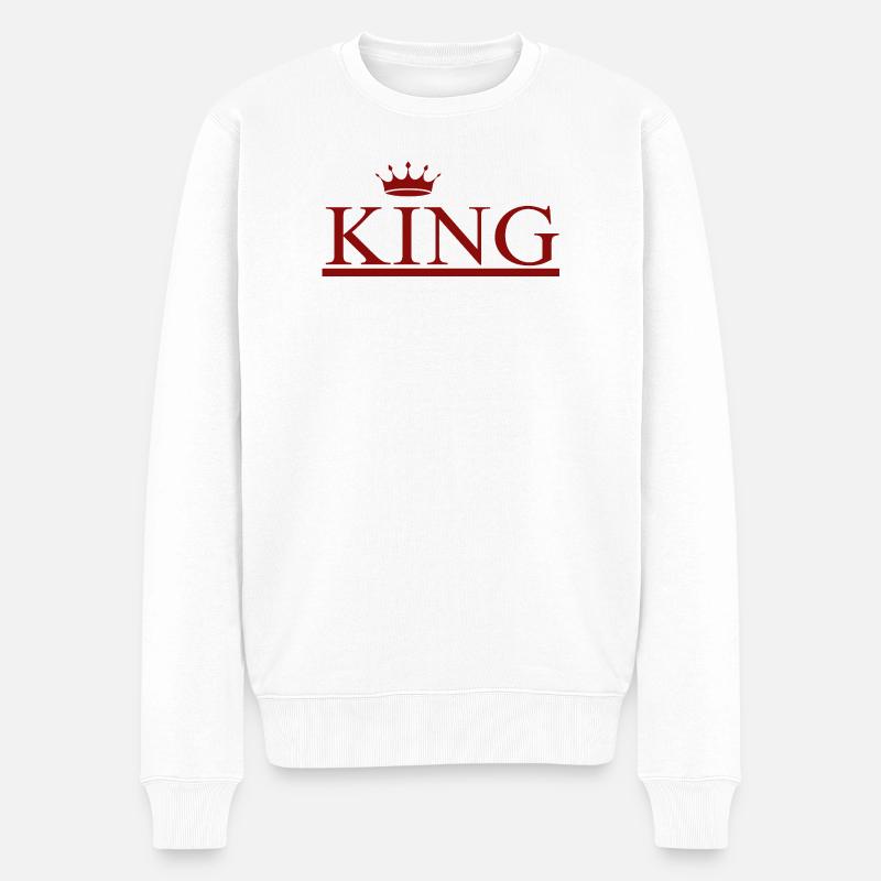 KING - Männer Premium Bio Pullover - Weiß