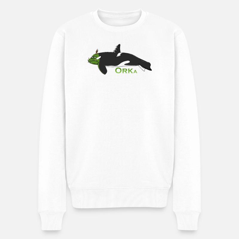 Humorvoller Orca - Männer Premium Bio Pullover - Weiß