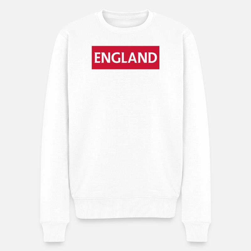 Englischer Text und Flaggendesign - Männer Premium Bio Pullover - Weiß