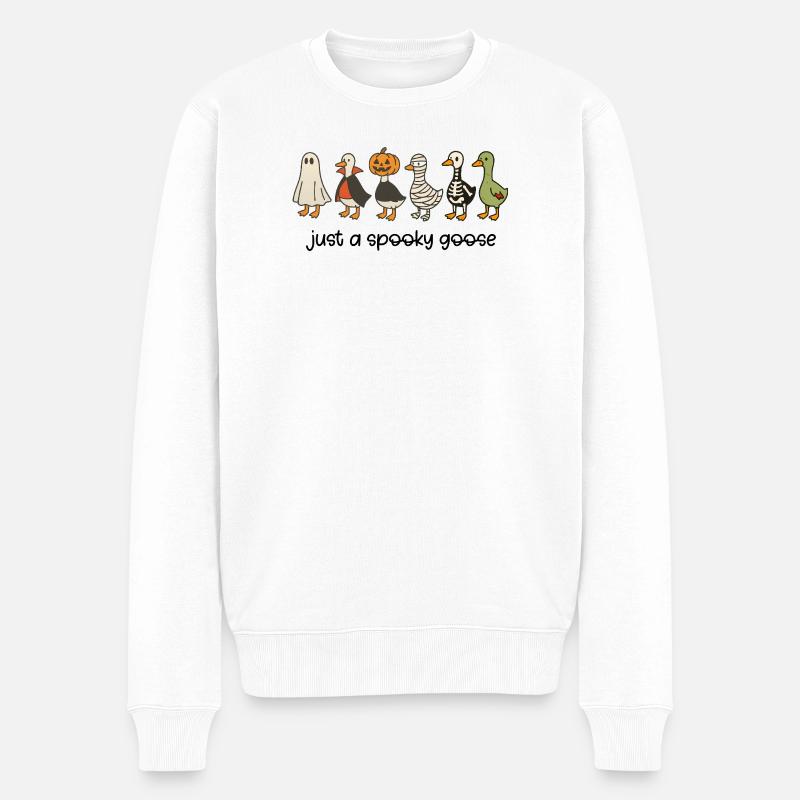 Gruseliges Herbst-Bauernhoftier-Design - Männer Premium Bio Pullover - Weiß