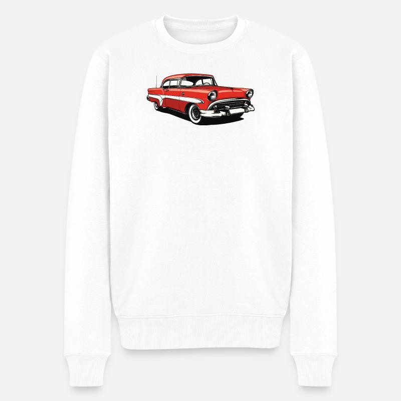 Impression de voiture américaine classique rétro - Pull Premium bio Homme - blanc