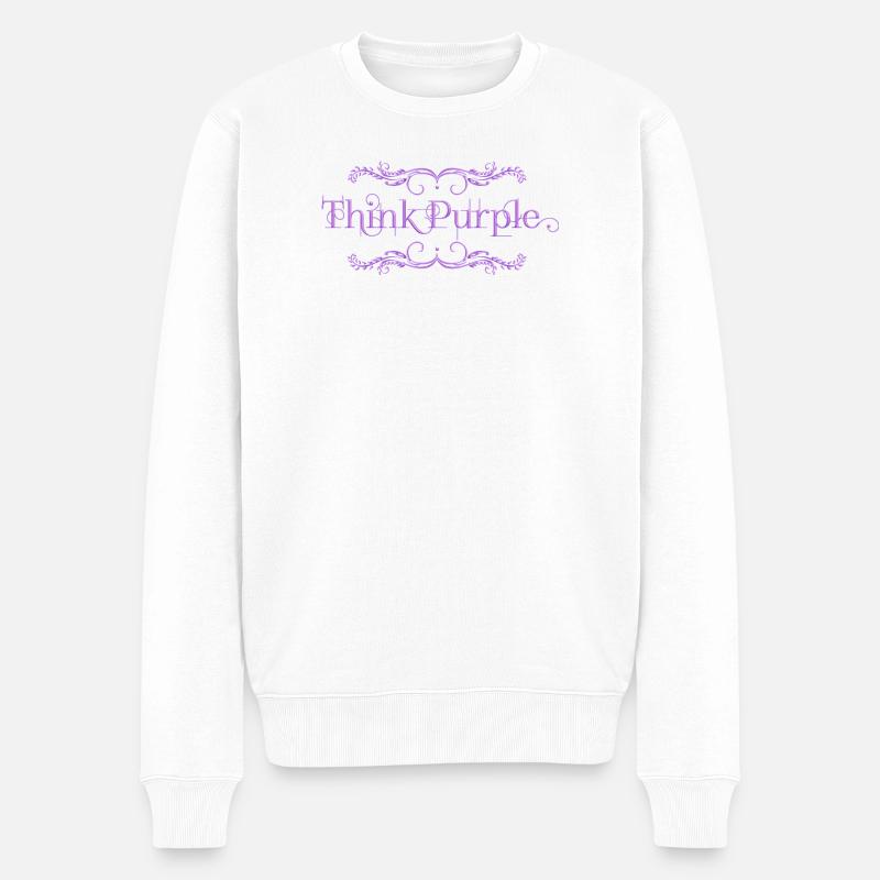 Think Purple - Männer Premium Bio Pullover - Weiß