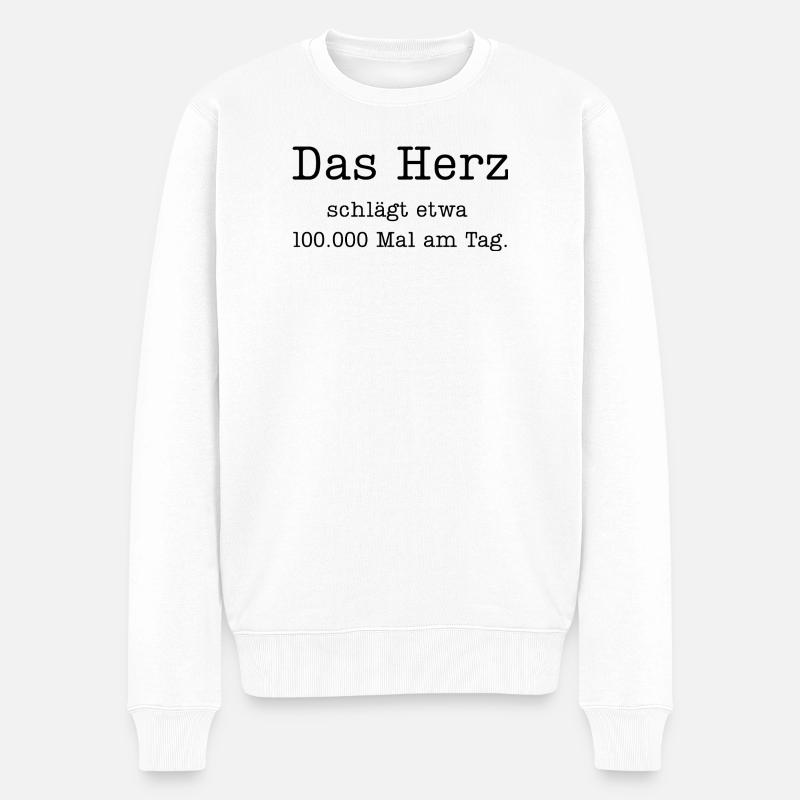 Science Snack Typewriter: Das Herz schlägt - Männer Premium Bio Pullover - Weiß