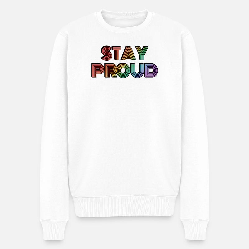 Stay Proud Rainbow Retro-Typ - Männer Premium Bio Pullover - Weiß