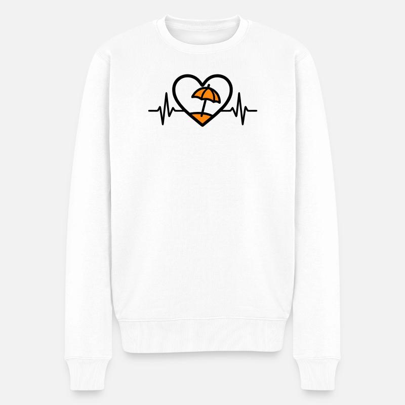 Strand Herz Urlaub Sonne - Männer Premium Bio Pullover - Weiß