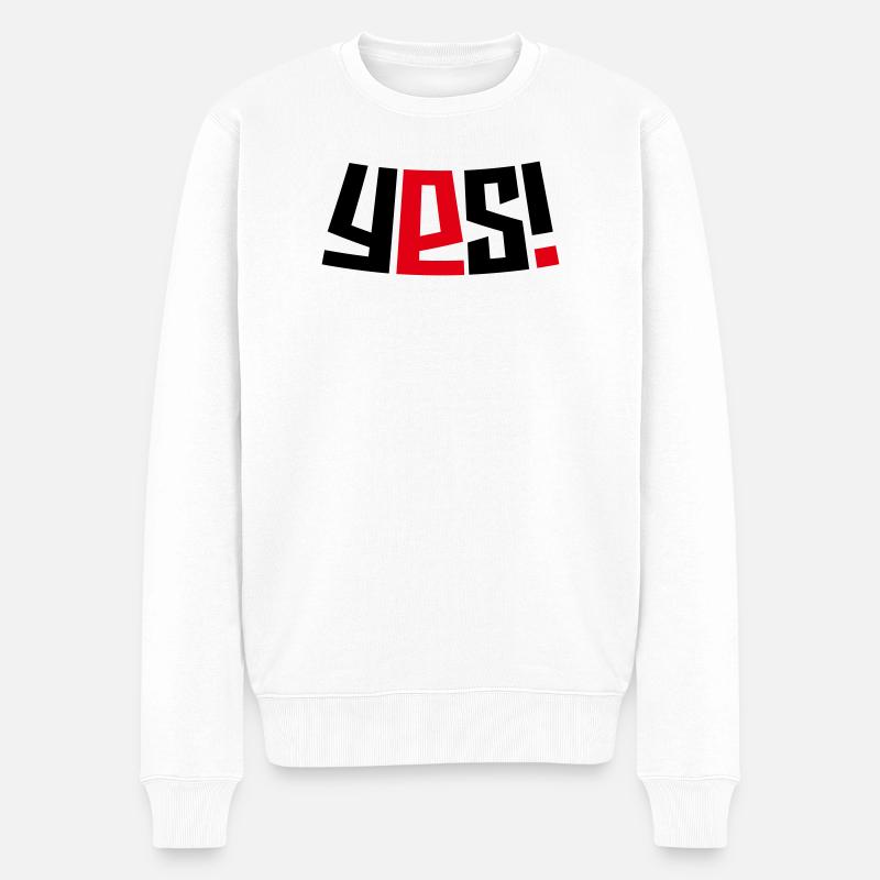 Ja! - Männer Premium Bio Pullover - Weiß