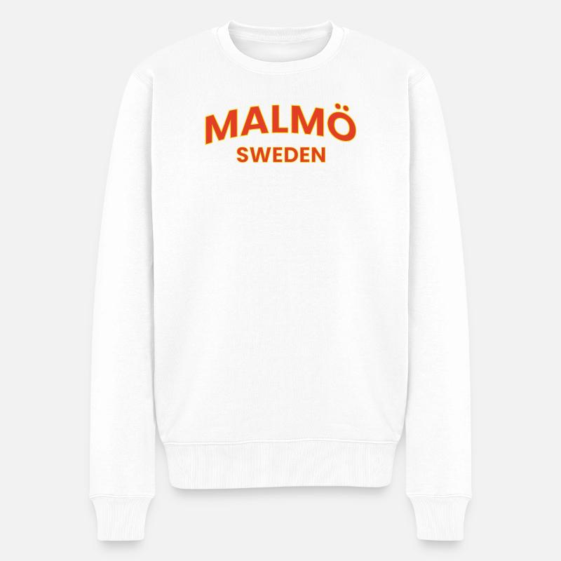 Logo en gras de Malmö Suède - Pull Premium bio Homme - blanc