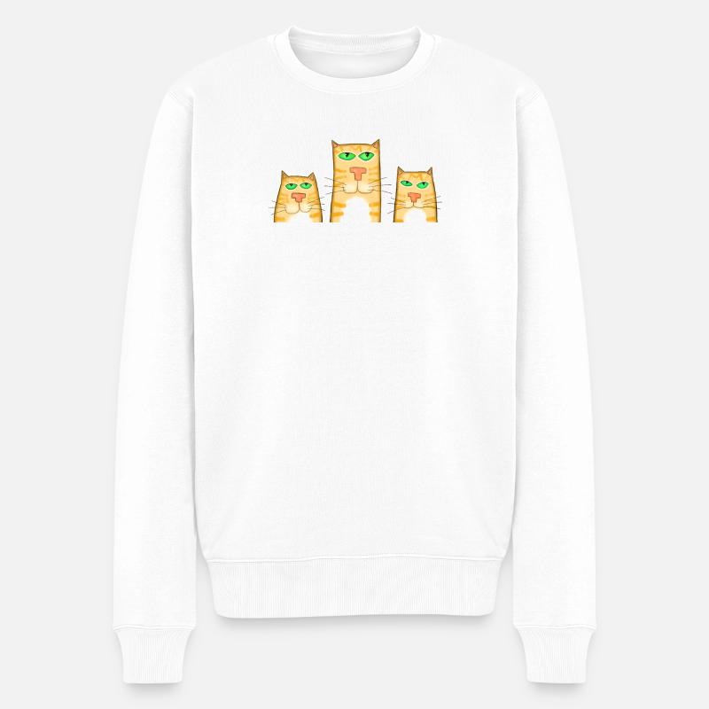 3 Katzen - Männer Premium Bio Pullover - Weiß
