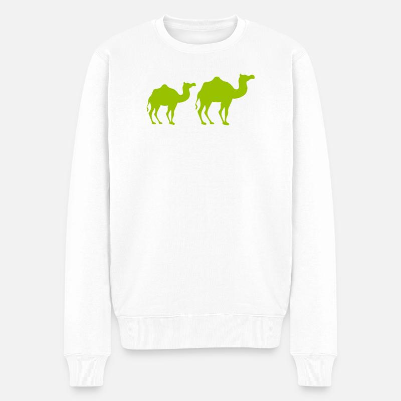 Duo Silhouette Camel Vert Néon - Pull Premium bio Homme - blanc