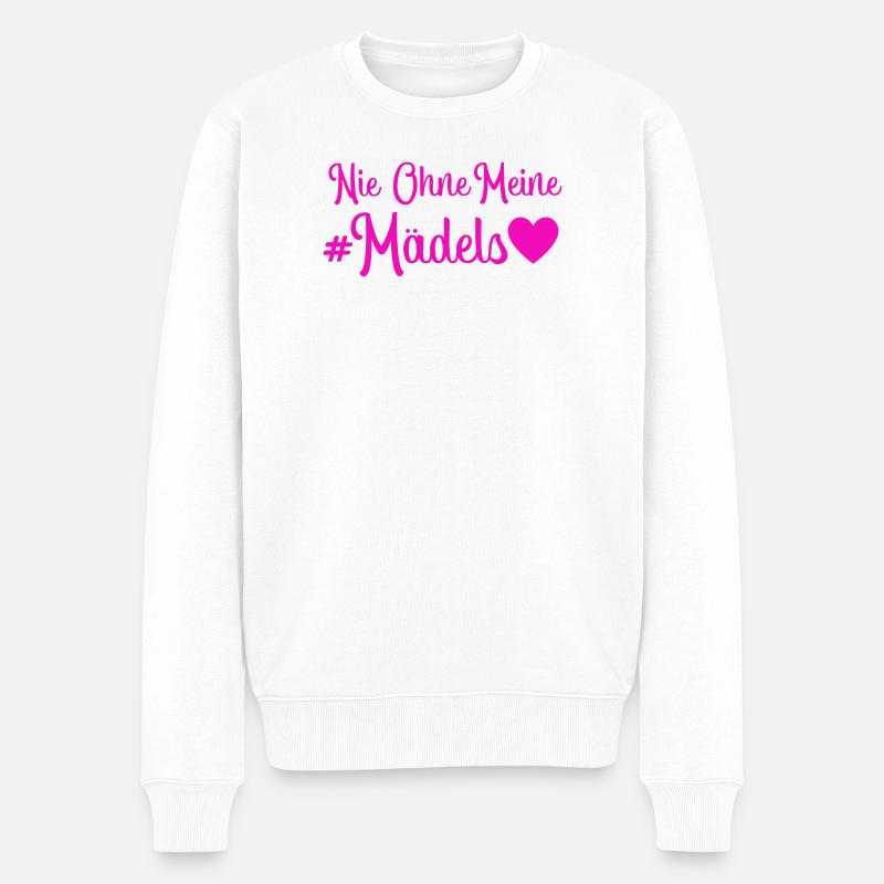 Nie Ohne Meine Mädels Herz - Männer Premium Bio Pullover - Weiß